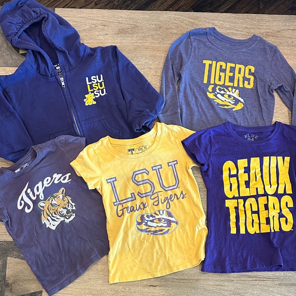 Team Apparel Kids LSU Tigers Tees - Purple, Yellow. Kids 4